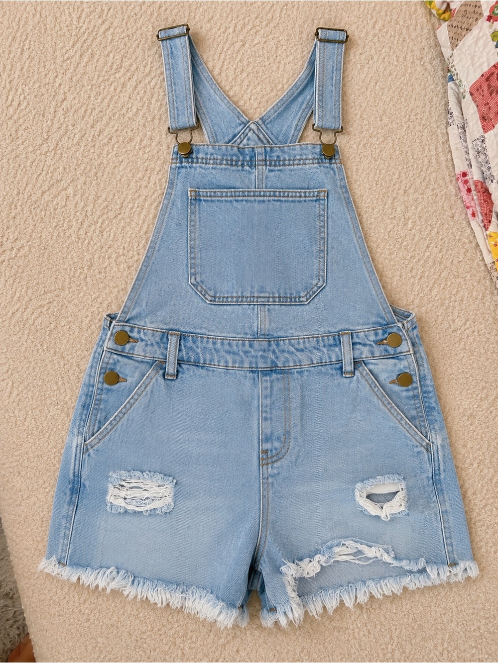 wild fable Light Blue Distressed Denim Overall Shorts